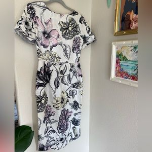 Black and white floral pencil dress